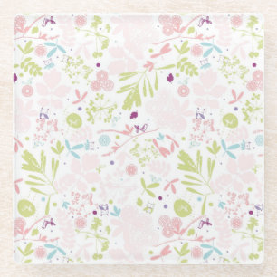 pattern displaying floral glass coaster