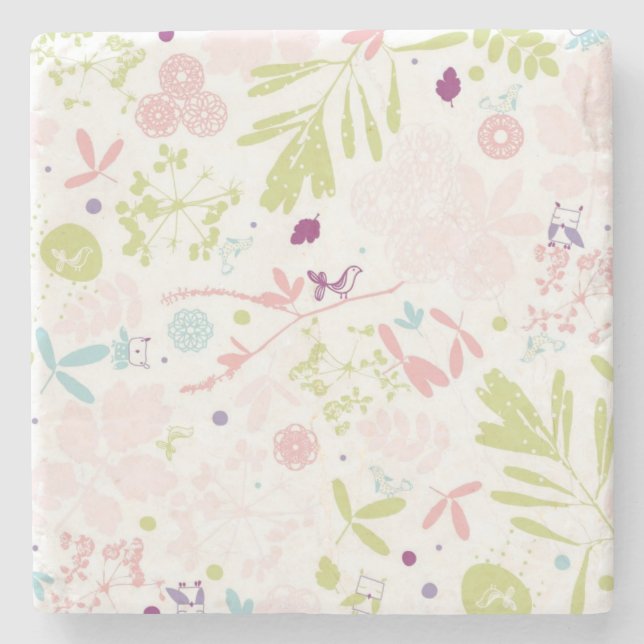 pattern displaying floral stone coaster (Front)