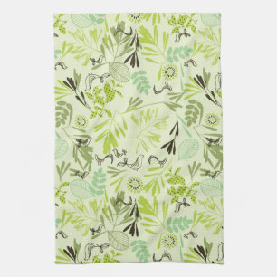 pattern displaying little baby birds tea towel