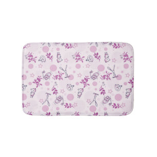 pattern displaying vintage baby animals bath mat