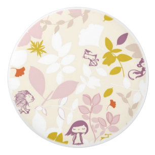 pattern displaying whimsical animals ceramic knob