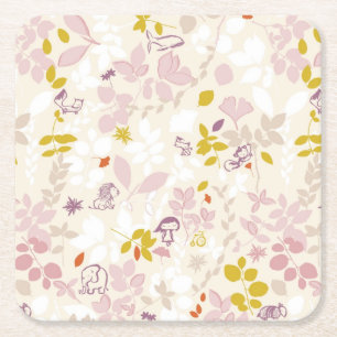 pattern displaying whimsical animals square paper coaster
