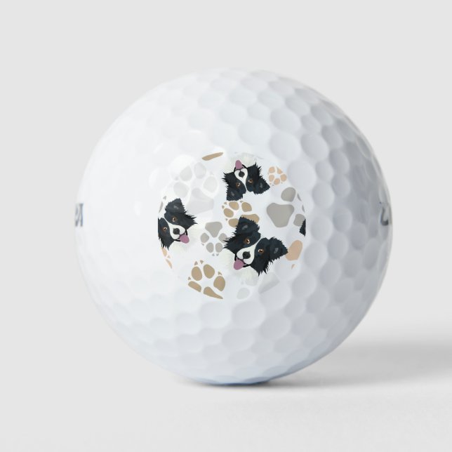 Pattern Dog Paws Border Collie Golf Balls (Front)