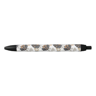 Pattern dog paws dachshund black ink pen