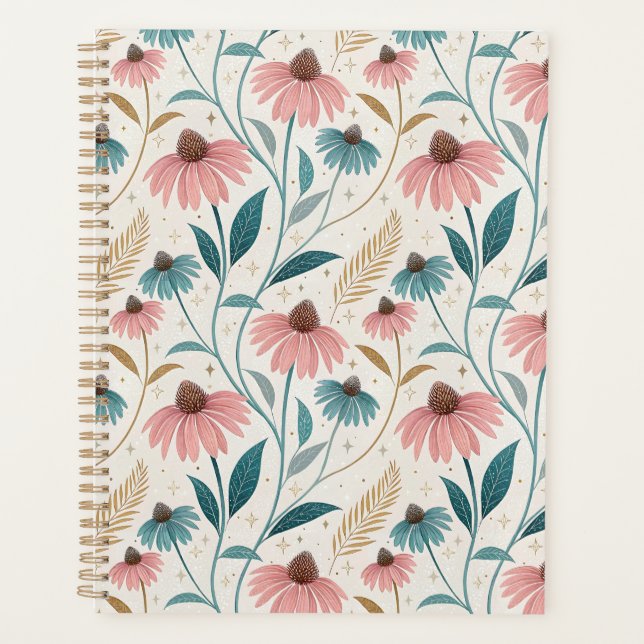 Pattern Echineceas Glitter Planner (Front)