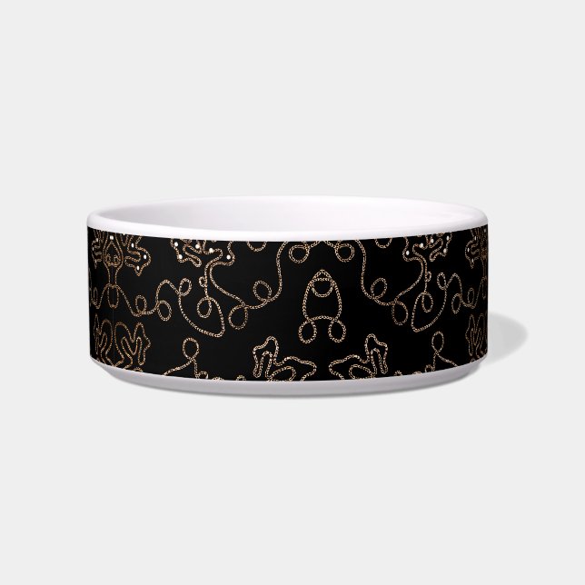 Pattern Elegant gold embellishments on black Bowl (Front)