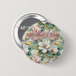 Pattern Elegant Magnolia Flowers 6 Cm Round Badge