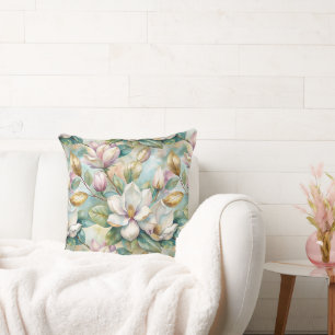 Pattern Elegant Magnolia Flowers Cushion