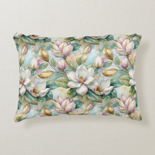 Pattern Elegant Magnolia Flowers Decorative Cushion