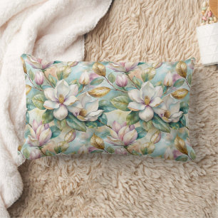 Pattern Elegant Magnolia Flowers Lumbar Cushion