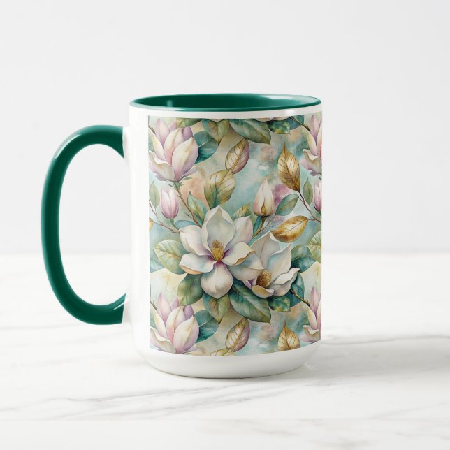 Pattern Elegant Magnolia Flowers Mug (Left)