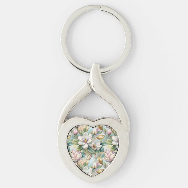 Pattern Elegant Magnolias Key Ring (Front)