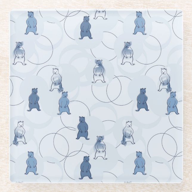 pattern featuring a grizzly bear glass coaster (Front)