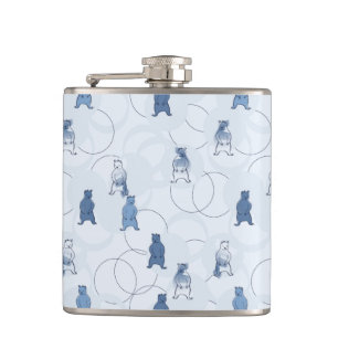 pattern featuring a grizzly bear hip flask