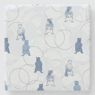 pattern featuring a grizzly bear stone coaster