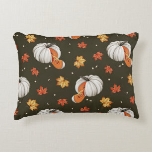pattern featuring white pumpkins decorative cushion