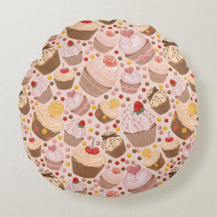 Pattern from celebratory cupcakes round cushion