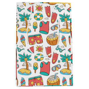 pattern funny summer beach vacation   medium gift bag