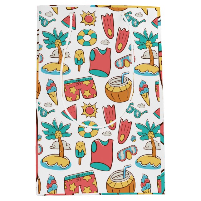 pattern funny summer beach vacation   medium gift bag (Front)