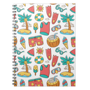 pattern funny summer beach vacation notebook