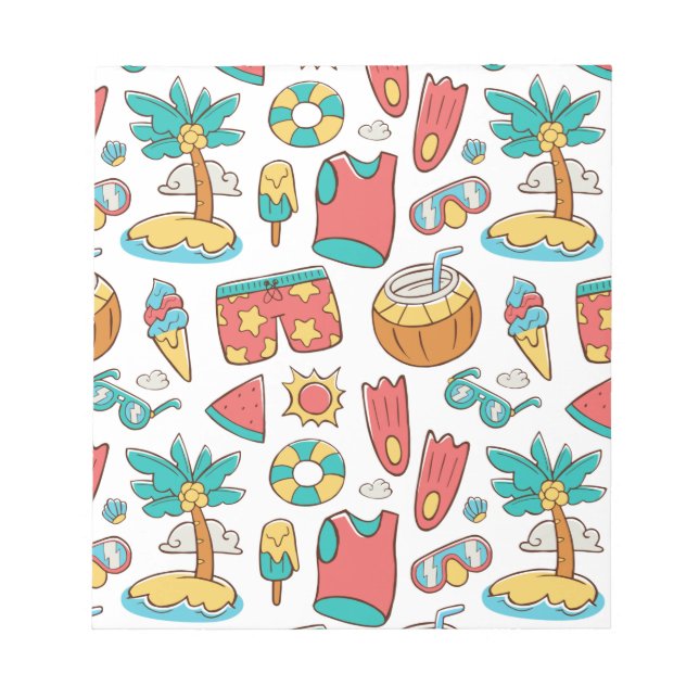 pattern funny summer beach vacation      notepad (Front)