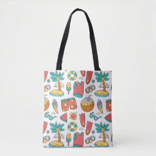 pattern funny summer beach vacation tote bag