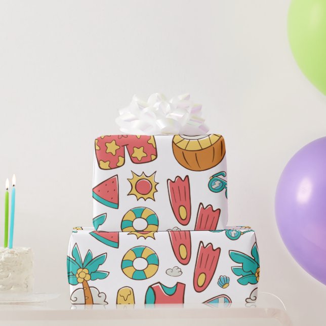 pattern funny summer beach vacation     wrapping paper (Party Gifts)