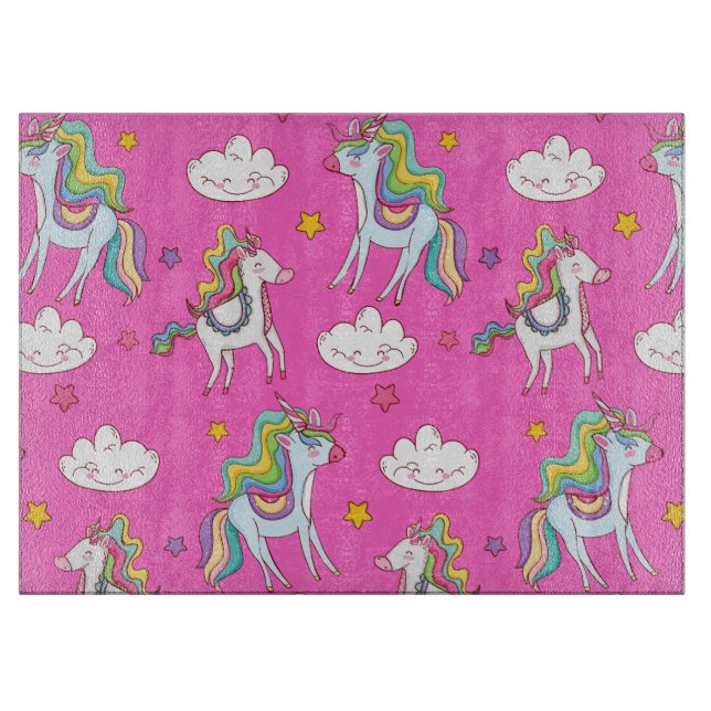 Pattern Funny Unicorn Cute        Cutting Board (Front)