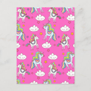 Pattern Funny Unicorn Cute Holiday Postcard