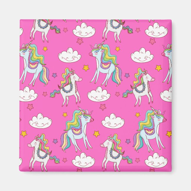 Pattern Funny Unicorn Cute Magnet (Front)