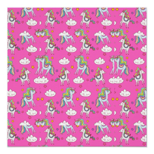 Pattern Funny Unicorn Cute      Poster (Front)