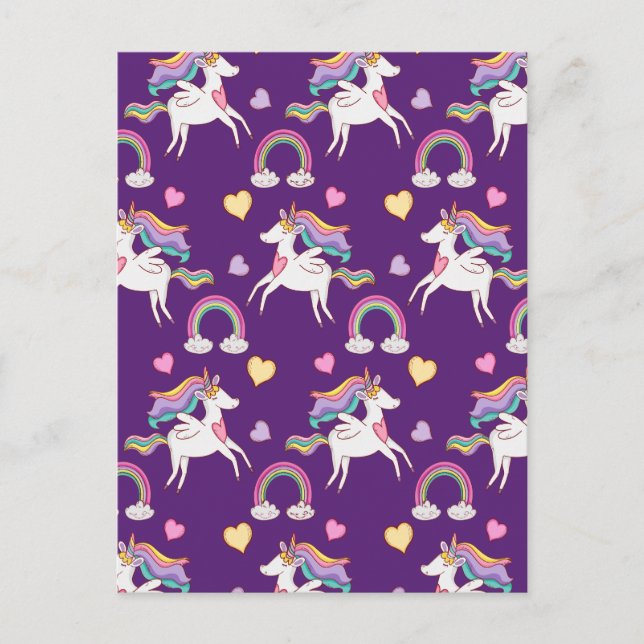 Pattern Funny Unicorn Magic Horse Cute     Holiday Postcard (Front)