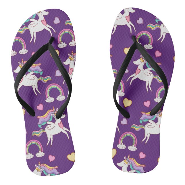 Pattern Funny Unicorn Magic Horse Cute   Jandals (Footbed)