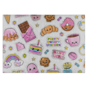 Pattern Funny Unicorn Magic Rainbow Cute Cutting Board