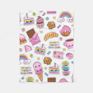Pattern Funny Unicorn Magic Rainbow Cute Fleece Blanket