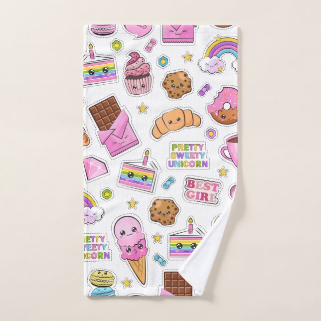 Pattern Funny Unicorn Magic Rainbow Cute      Hand Towel (Hand Towel)