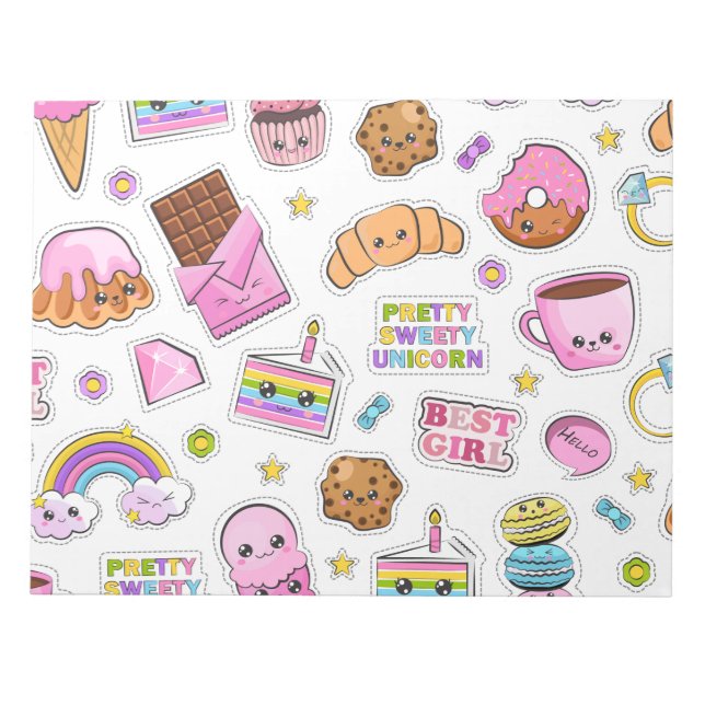 Pattern Funny Unicorn Magic Rainbow Cute    Notepad (Front)