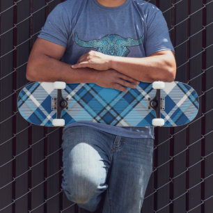 Pattern Geometric Vintage Trendy Blue Skateboard