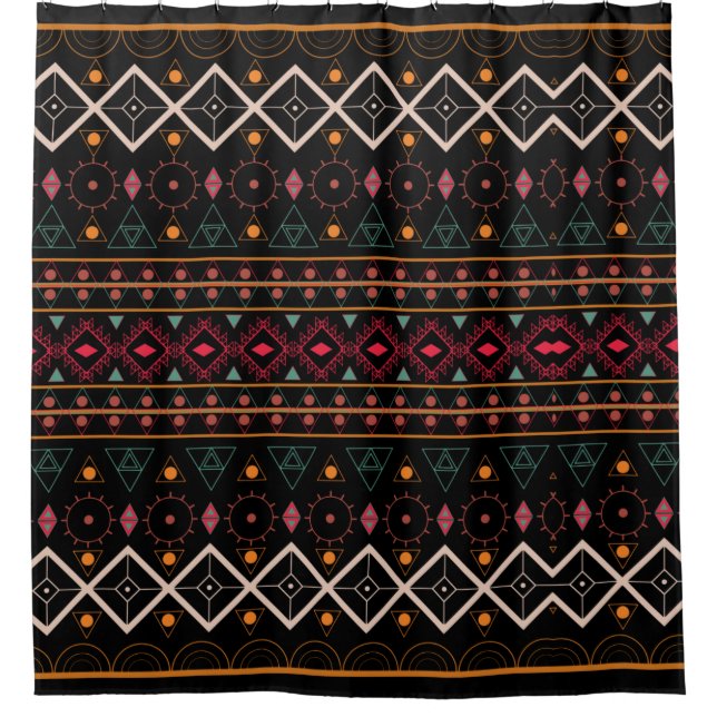 Pattern Geometric Vintage Trendy Stylish Colourful Shower Curtain (Front)