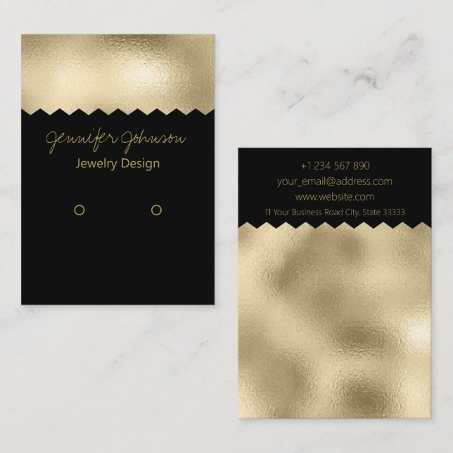 Pattern Gold Foil Earring Holder Business Card (Front/Back)