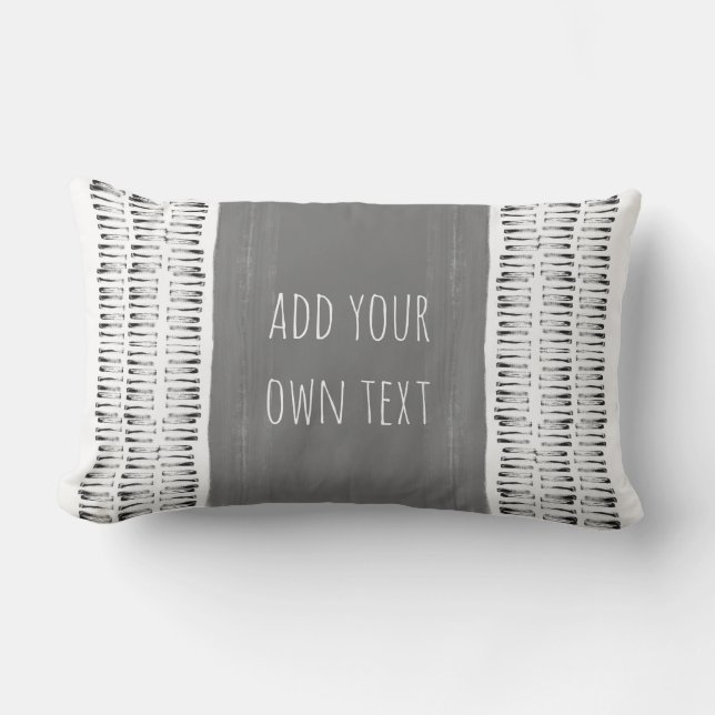  pattern grey and  white distressed add  text  lumbar cushion (Front)