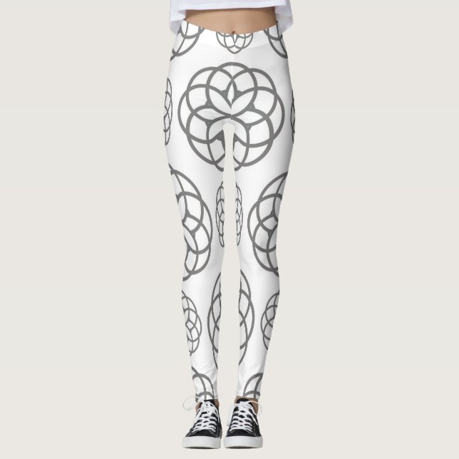 Pattern Grey Geometric Circles Modern Stylish Leggings (Front)