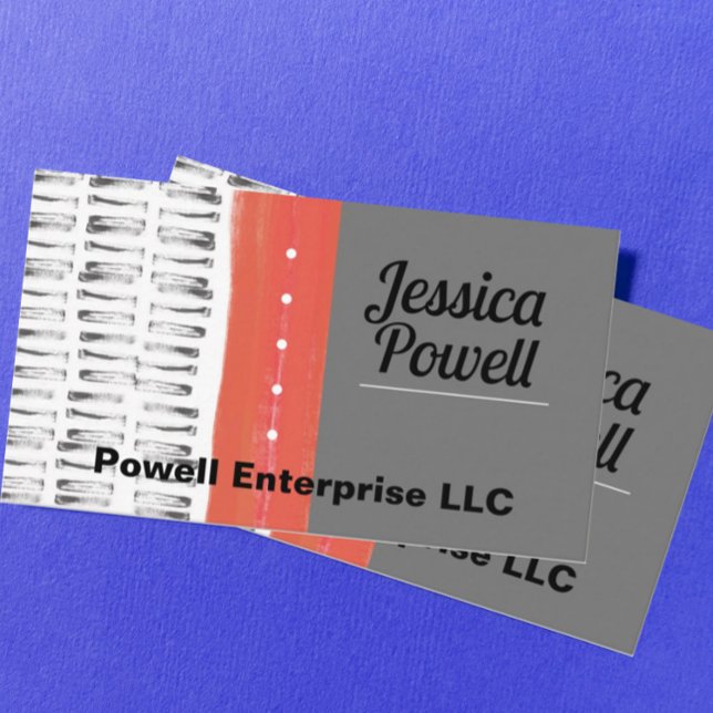 pattern grey white and orange modern chic artistic business card (Creator Uploaded)