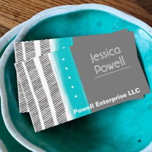 pattern grey white and turquoise artistic design business card