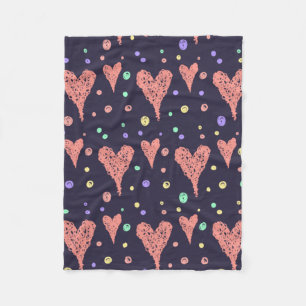 Pattern Hearts Colorful Girly Modern Cute       Fleece Blanket