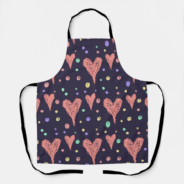 Pattern Hearts Colourful Girly Modern Cute       Apron (Front)