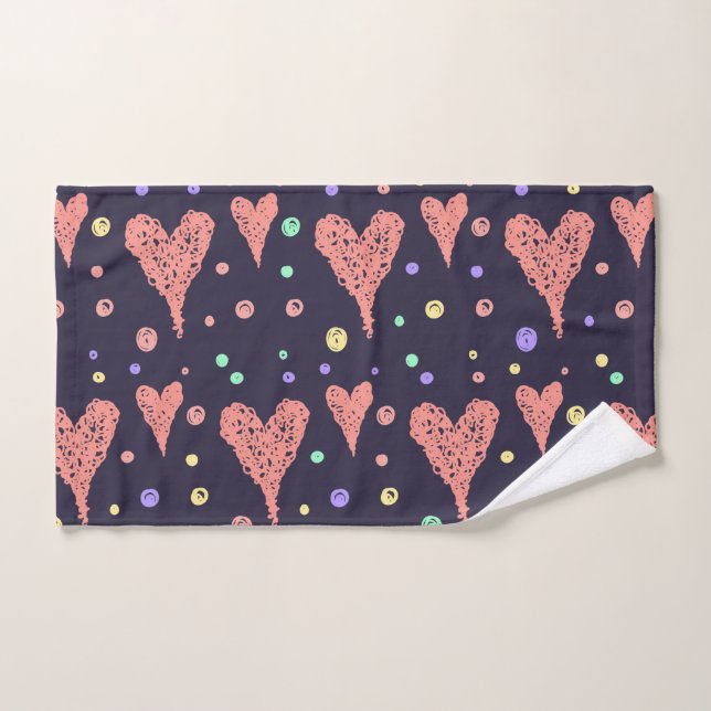 Pattern Hearts Colourful Girly Modern Cute    Hand Towel (Hand Towel)