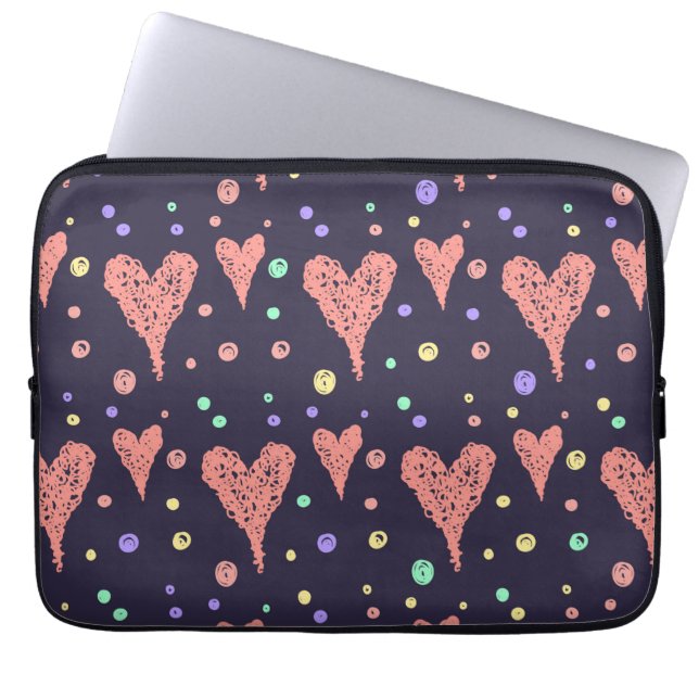 Pattern Hearts Colourful Girly Modern Cute     Laptop Sleeve (Front)