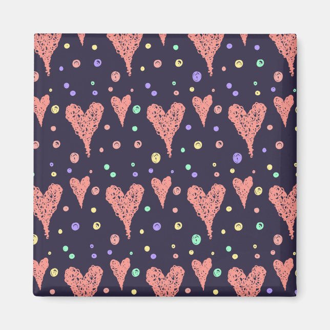 Pattern Hearts Colourful Girly Modern Cute  Magnet (Front)