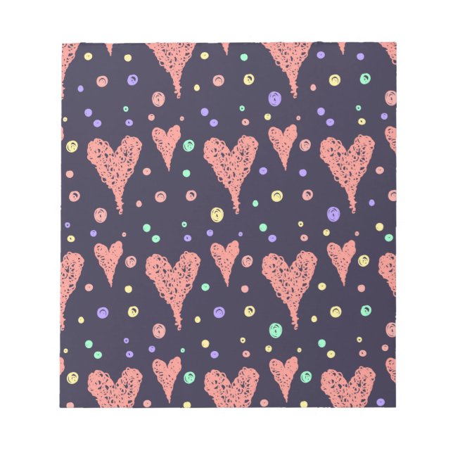 Pattern Hearts Colourful Girly Modern Cute     Notepad (Front)